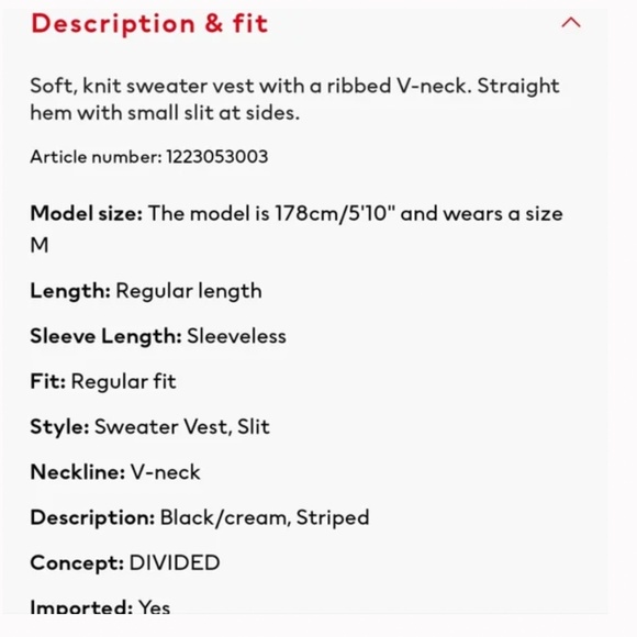 ✨24HR SALE!✨ H&M Divided Stripe Sweater Vest - Picture 5 of 7